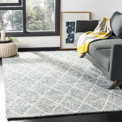 SAFAVIEH NATURA HAND MADE AREA RUG, IVORY / BLUE BOHEMIAN STYLE NON-SHEDDING