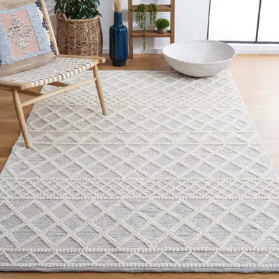 Safavieh Natura Hand Made Area Rug, Ivory / Blue Bohemian Style Non-shedding In Gray