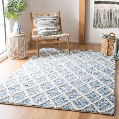 Safavieh Natura Hand Made Area Rug, Ivory / Blue Shag / Flokati Style Non-shedding