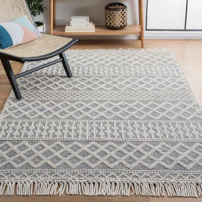 SAFAVIEH NATURA HAND MADE AREA RUG, IVORY / GREY BOHEMIAN STYLE NON-SHEDDING