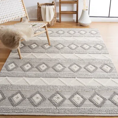 Safavieh Natura Hand Made Area Rug, Ivory / Grey Bohemian Style Non-shedding In Gray