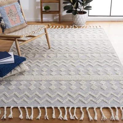 Safavieh Natura Hand Made Area Rug, Ivory / Light Blue Bohemian Style Non-shedding In Neutral