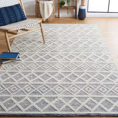 Safavieh Natura Hand Made Area Rug, Ivory / Navy Bohemian Style Non-shedding In Gray