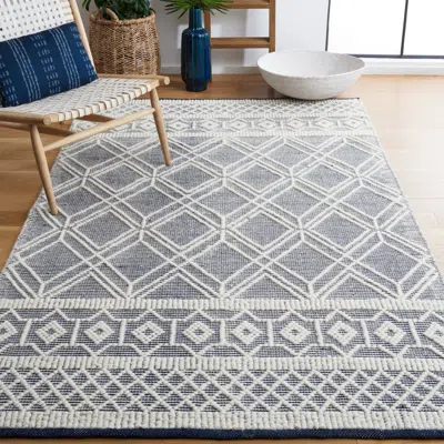 Safavieh Natura Hand Made Area Rug, Ivory / Navy Contemporary Style Non-shedding In Gray
