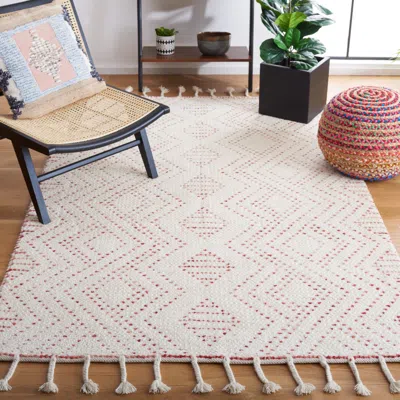 Safavieh Natura Hand Made Area Rug, Ivory / Red Bohemian Style Non-shedding In Neutral