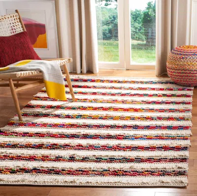 Safavieh Natura Hand Made Area Rug, Ivory / Red Bohemian Style Non-shedding In Multi