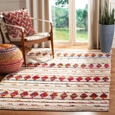 Safavieh Natura Hand Made Area Rug, Ivory / Red Bohemian Style Non-shedding In Neutral