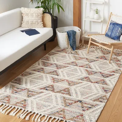Safavieh Natura Hand Made Area Rug, Ivory / Red Bohemian Style Non-shedding In Brown