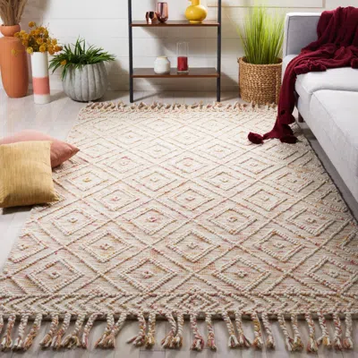 Safavieh Natura Hand Made Area Rug, Ivory / Red Bohemian Style Non-shedding In Brown