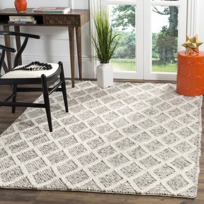 Safavieh Natura Hand Made Area Rug, Ivory / Stone Shag / Flokati Style Non-shedding In Gray