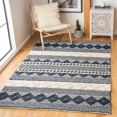 Safavieh Natura Hand Made Area Rug, Navy / Ivory Bohemian Style Non-shedding In Multi