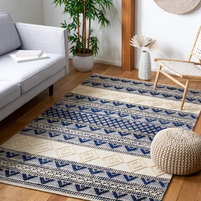 Safavieh Natura Hand Made Area Rug, Navy / Ivory Bohemian Style Non-shedding In Blue