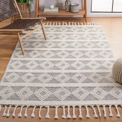 SAFAVIEH NATURA MACHINE MADE AREA RUG, IVORY / BLACK BOHEMIAN STYLE EASY CARE