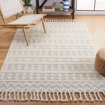 Safavieh Natura Machine Made Area Rug, Ivory / Blue Bohemian Style Easy Care In Brown