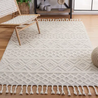 SAFAVIEH NATURA MACHINE MADE AREA RUG, IVORY / BLUE BOHEMIAN STYLE EASY CARE