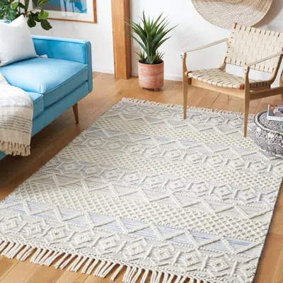 Safavieh Natura Machine Made Area Rug, Ivory / Light Blue Bohemian Style Easy Care In Neutral