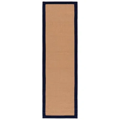 Safavieh Natural Fiber Flat Weave Jute/sisal; Latex; Cotton Solid Color Indoor Rug In Natural,navy