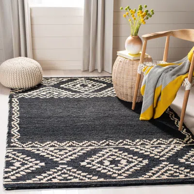 Safavieh Natural Fiber Hand Made Area Rug, Black Bohemian Style Non-shedding