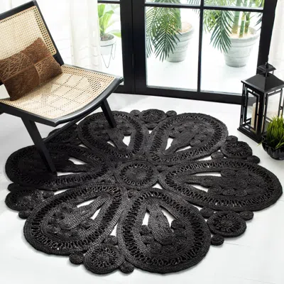 Safavieh Natural Fiber Hand Made Area Rug, Black Bohemian Style Non-shedding