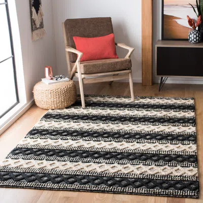 Safavieh Natural Fiber Hand Made Area Rug, Black / Ivory Bohemian Style Non-shedding