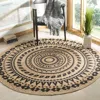 Safavieh Natural Fiber Hand Made Area Rug, Black / Natural Bohemian Style Non-shedding In Brown