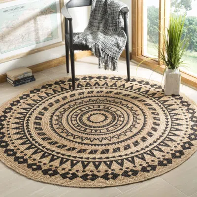 Safavieh Natural Fiber Hand Made Area Rug, Black / Natural Bohemian Style Non-shedding In Brown