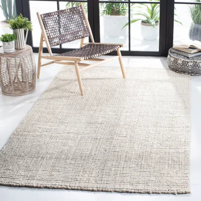 Safavieh Natural Fiber Hand Made Area Rug, Bleach / Ivory Solid / Tonal Style Non-shedding In Gray