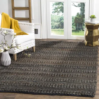 Safavieh Natural Fiber Hand Made Area Rug, Charcoal Bohemian Style Non-shedding In Gray