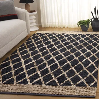Safavieh Natural Fiber Hand Made Area Rug, Charcoal Bohemian Style Non-shedding In Black