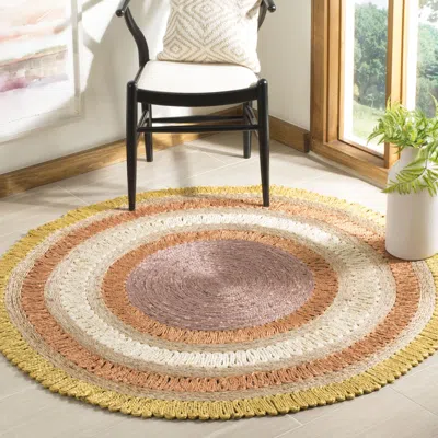Safavieh Natural Fiber Hand Made Area Rug, Gold / Multi Bohemian Style Non-shedding In Brown