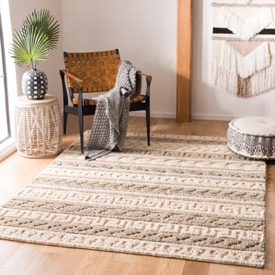 Safavieh Natural Fiber Hand Made Area Rug, Green / Ivory Contemporary Style Non-shedding In Neutral