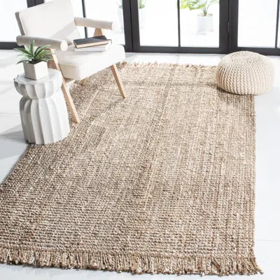 Safavieh Natural Fiber Hand Made Area Rug, Grey / Beige Solid / Tonal Style Non-shedding In Neutral