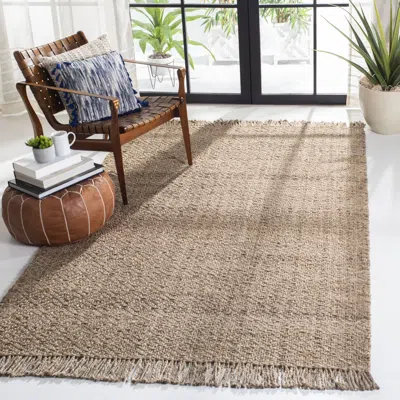 Safavieh Natural Fiber Hand Made Area Rug, Grey / Natural Solid / Tonal Style Non-shedding In Brown