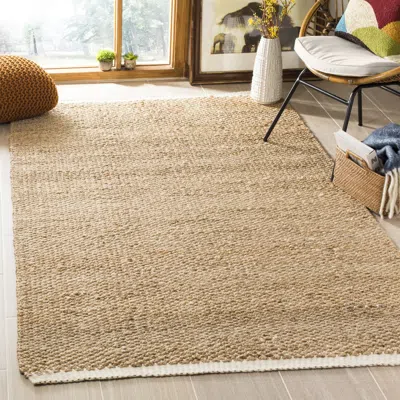 Safavieh Natural Fiber Hand Made Area Rug, Ivory / Natural Solid / Tonal Style Non-shedding In Brown