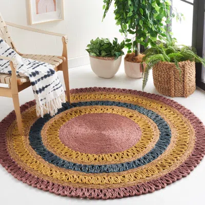 Safavieh Natural Fiber Hand Made Area Rug, Lavander / Multi Bohemian Style Non-shedding