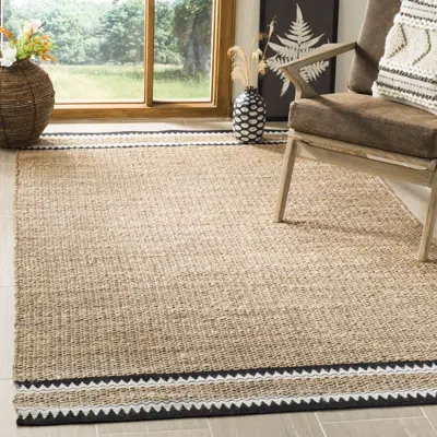 Safavieh Natural Fiber Hand Made Area Rug, Natural / Black Bohemian Style Non-shedding In Neutral