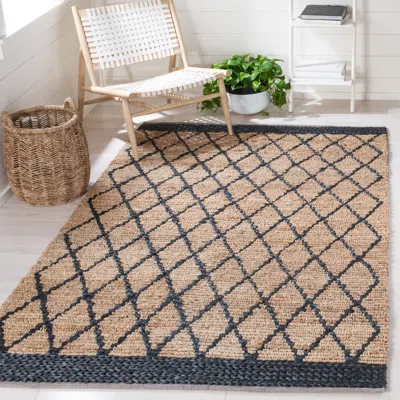 Safavieh Natural Fiber Hand Made Area Rug, Natural / Black Bohemian Style Non-shedding In Brown