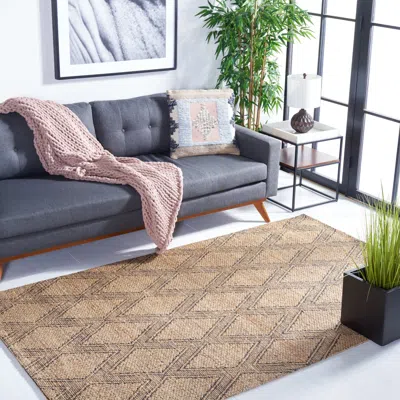 Safavieh Natural Fiber Hand Made Area Rug, Natural / Black Bohemian Style Non-shedding In Brown