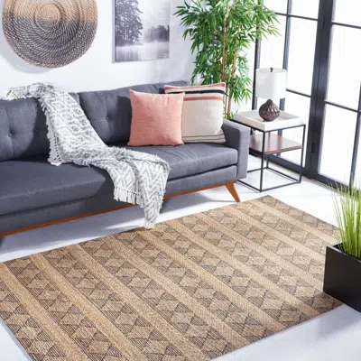 Safavieh Natural Fiber Hand Made Area Rug, Natural / Black Bohemian Style Non-shedding In Brown