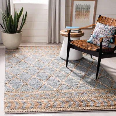 Safavieh Natural Fiber Hand Made Area Rug, Natural / Blue Bohemian Style Non-shedding