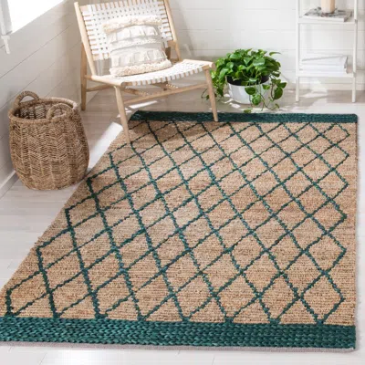Safavieh Natural Fiber Hand Made Area Rug, Natural / Dark Green Bohemian Style Non-shedding