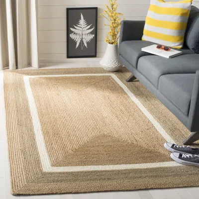 Safavieh Natural Fiber Hand Made Area Rug, Natural / Grey/ivory Country Floral Style Non-shedding In Neutral
