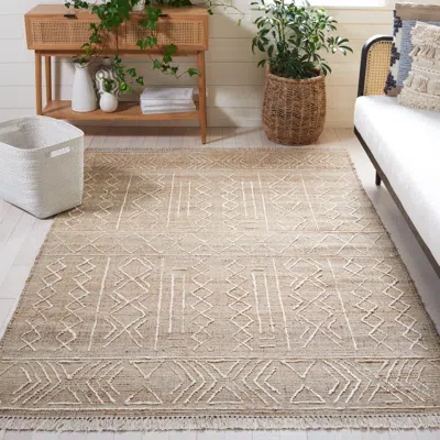 Safavieh Natural Fiber Hand Made Area Rug, Natural / Ivory Bohemian Style Non-shedding In Brown