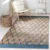 Safavieh Natural Fiber Hand Made Area Rug, Natural / Navy Bohemian Style Non-shedding In Blue