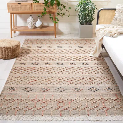 Safavieh Natural Fiber Hand Made Area Rug, Natural / Rust Transitional Style Non-shedding In Brown