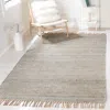 Safavieh Natural Fiber Hand Made Area Rug, Natural / Teal Solid / Tonal Style Non-shedding In Gray