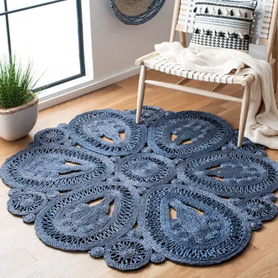 Safavieh Natural Fiber Hand Made Area Rug, Navy Bohemian Style Non-shedding In Blue