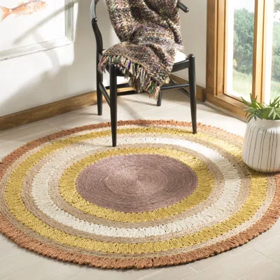Safavieh Natural Fiber Hand Made Area Rug, Orange / Multi Bohemian Style Non-shedding