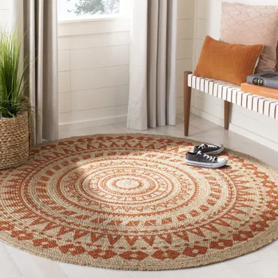 Safavieh Natural Fiber Hand Made Area Rug, Orange / Natural Bohemian Style Non-shedding In Brown