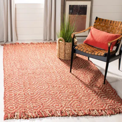 Safavieh Natural Fiber Hand Made Area Rug, Rust Bohemian Style Non-shedding In Orange